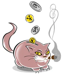 Gros chat tirelire - illustration allégorique de la crise financière